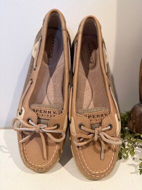 Sperry Top-Sider Women's Leather Tan & Beige Boat Shoes Size 7.5